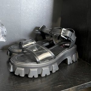 Grungy black chunky platform sandals